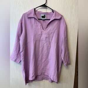 In The Wash XL 100% Linen Lilac Pullover Tunic Top Coastal Grandma Cottagecore